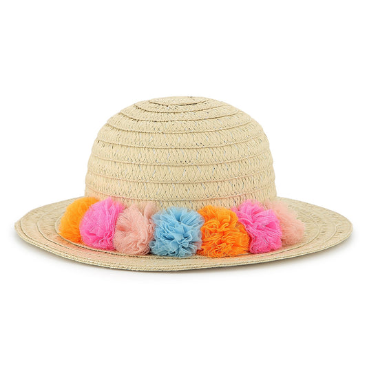 CAPPELLO IN PAGLIA CON POMPON COLORATI BILLIEBLUSH - Angel Luxury