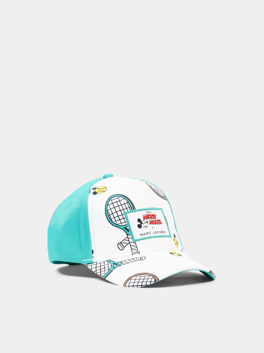 CAPPELLO VERDE ACQUA E BIANCO CON STAMPA MARC JACOBS - Angel Luxury