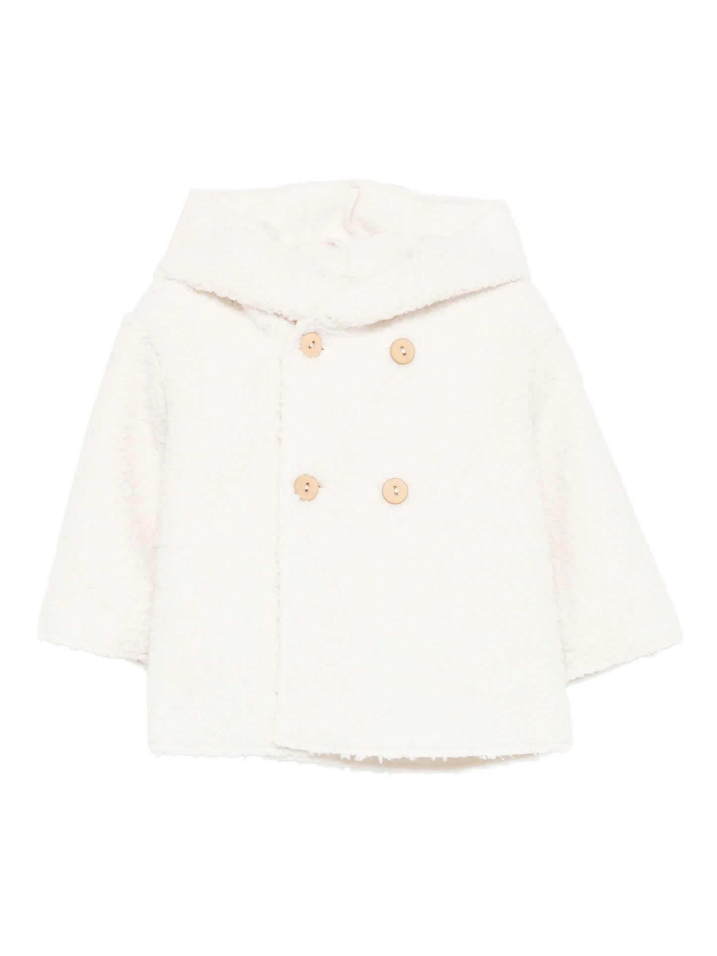 CAPPOTTO BIANCO DOPPIOPETTO CON CAPPUCCIO TEDDY&MINOU - Angel Luxury