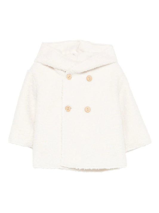 CAPPOTTO BIANCO DOPPIOPETTO CON CAPPUCCIO TEDDY&MINOU - Angel Luxury