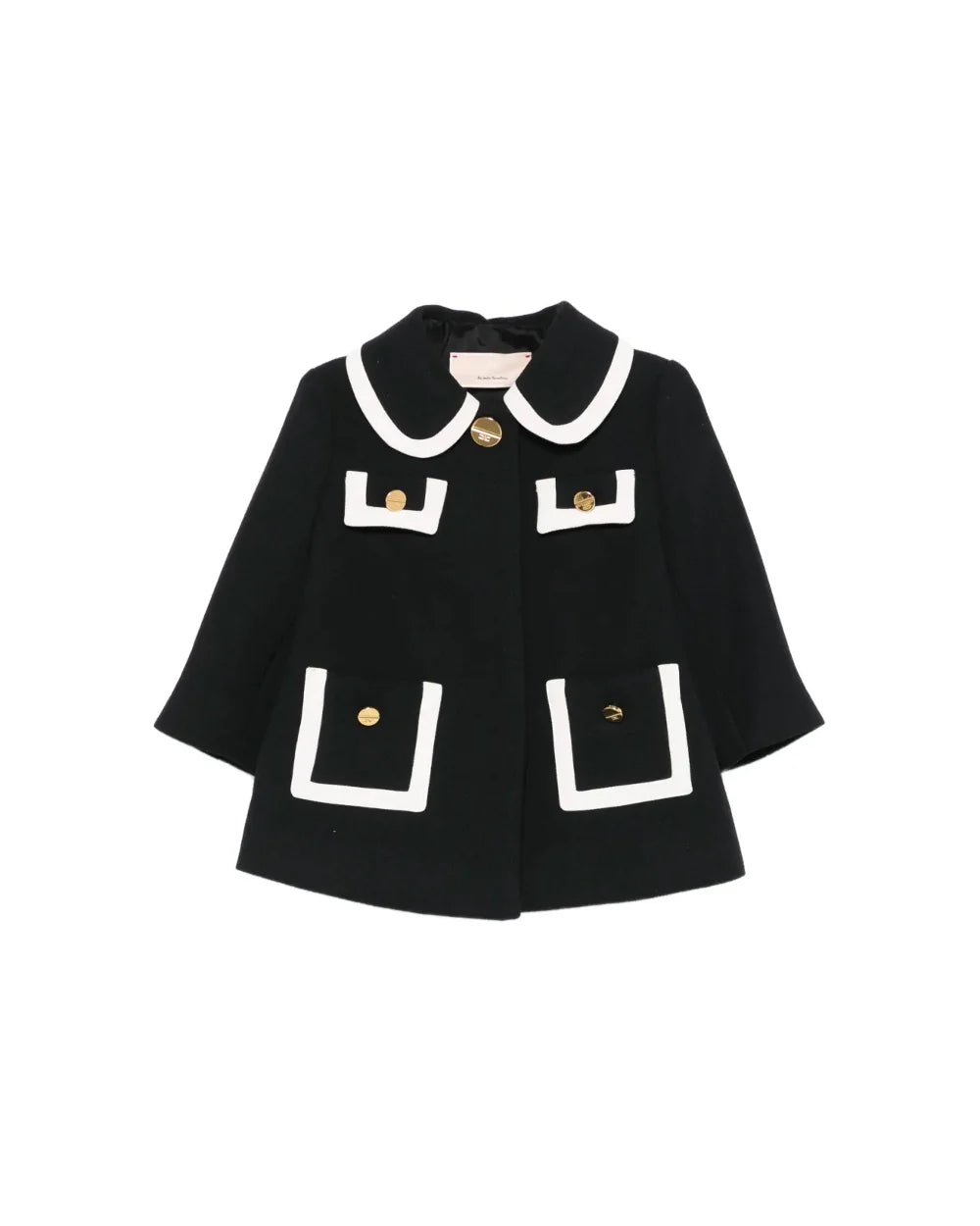 CAPPOTTO CON TASCHE NERO/MILK ELISABETTA FRANCHI - Angel Luxury