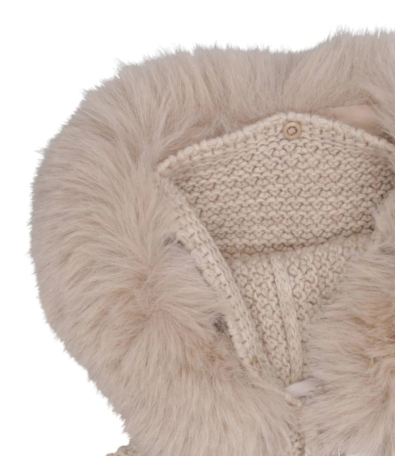 CAPPOTTO IN LANA BEIGE CON PELLICCIA PAZ RODRIGUEZ - Angel Luxury