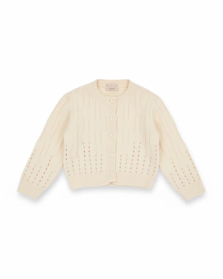 CARDIGAN AVORIO CON STRASS ELISABETTA FRANCHI - Angel Luxury