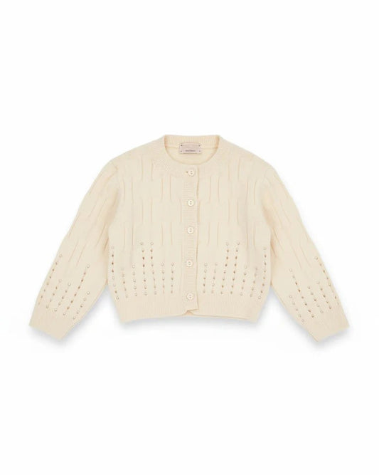 CARDIGAN AVORIO CON STRASS ELISABETTA FRANCHI - Angel Luxury