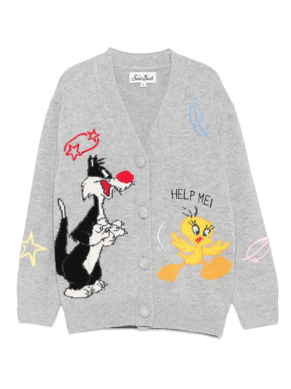 CARDIGAN GRIGIO CON LOONEY TUNES MC2 SAINT BARTH - Angel Luxury