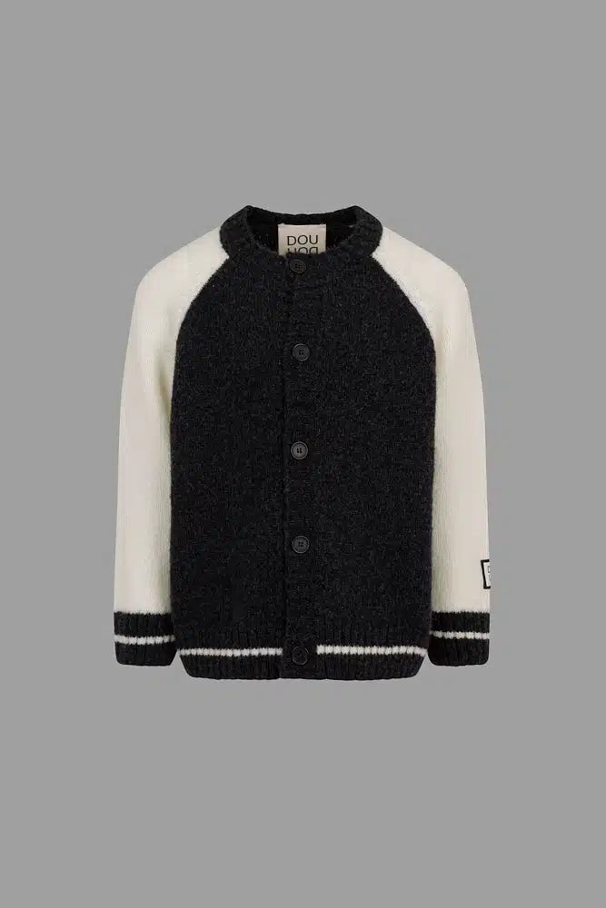 CARDIGAN GRIGIO/BIANCO DOUUOD - Angel Luxury