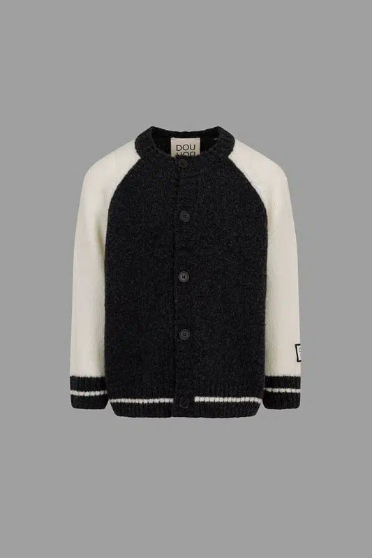 CARDIGAN GRIGIO/BIANCO DOUUOD - Angel Luxury