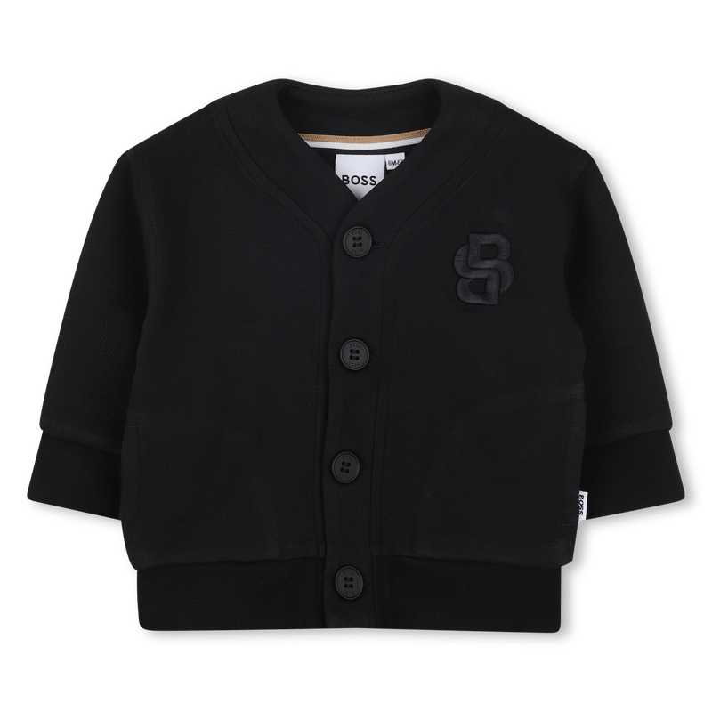 CARDIGAN IN FELPA CON BOTTONI NERO HUGO BOSS - Angel Luxury