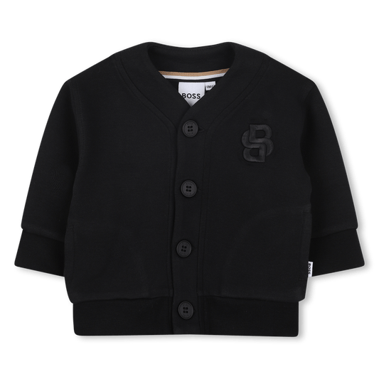 CARDIGAN IN FELPA CON BOTTONI NERO HUGO BOSS - Angel Luxury