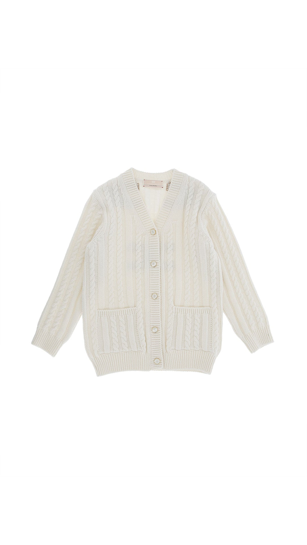 CARDIGAN IN LANA CON LOGO SUL RETRO BEIGE ELISBETTA FRANCHI - Angel Luxury