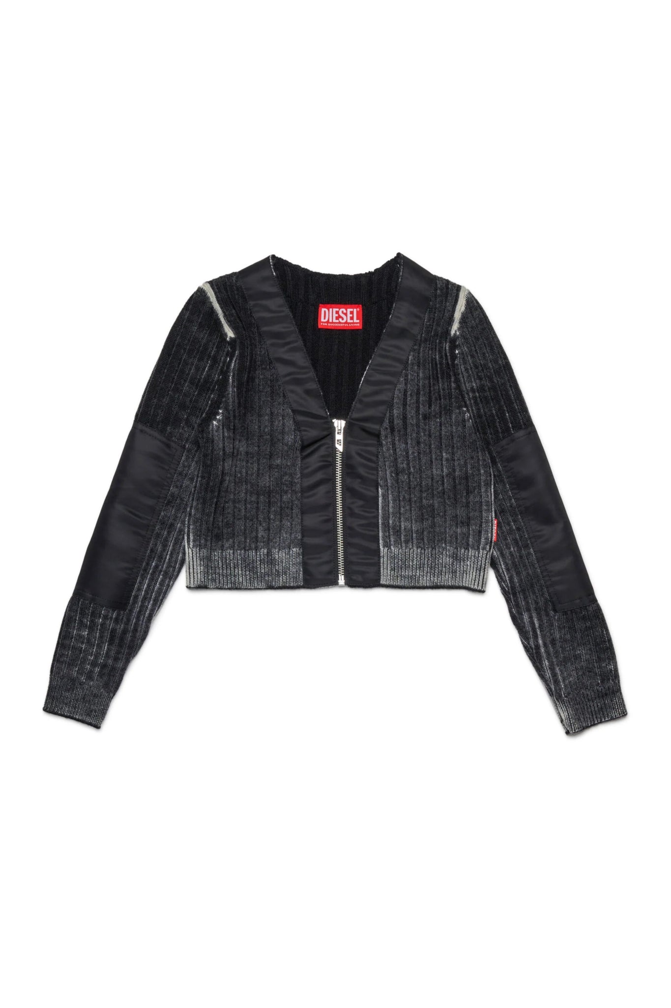 CARDIGAN IN LANA CON ZIP GRIGIA DIESEL - Angel Luxury
