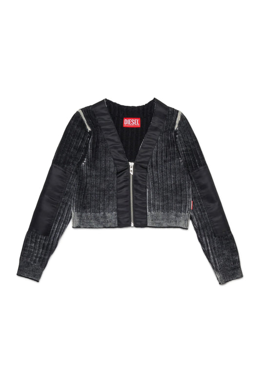 CARDIGAN IN LANA CON ZIP GRIGIA DIESEL - Angel Luxury
