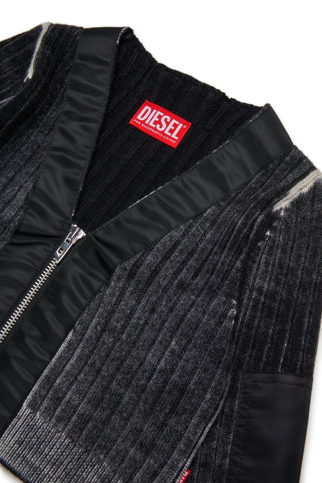CARDIGAN IN LANA CON ZIP GRIGIA DIESEL - Angel Luxury