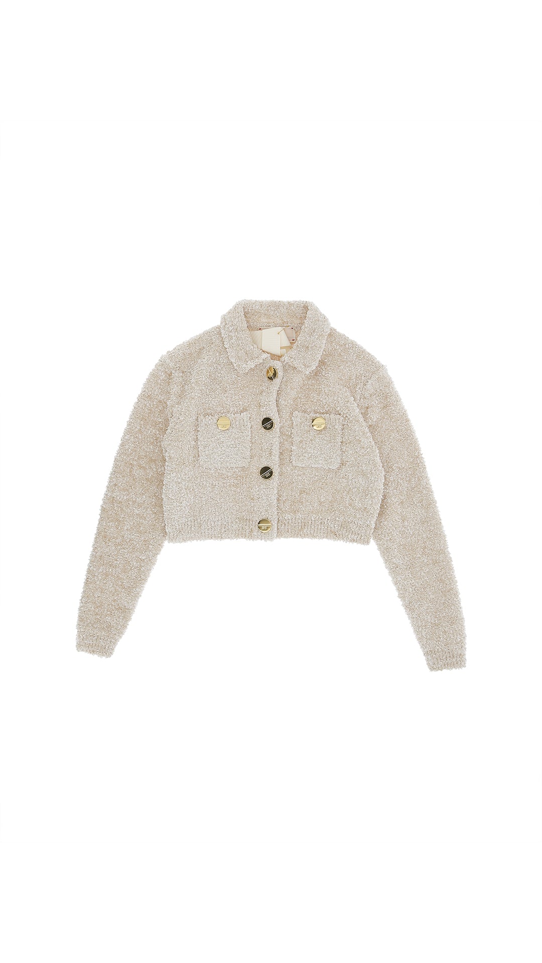 CARDIGAN IN TRICOT EFFETTO CINIGLIA BEIGE ELISABETTA FRANCHI - Angel Luxury