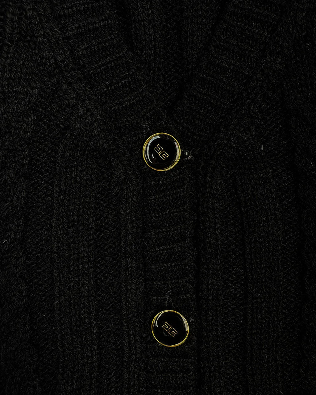 CARDIGAN NERO CON LOGO BIANCO SUL RETRO ELISABETTA FRANCHI - Angel Luxury