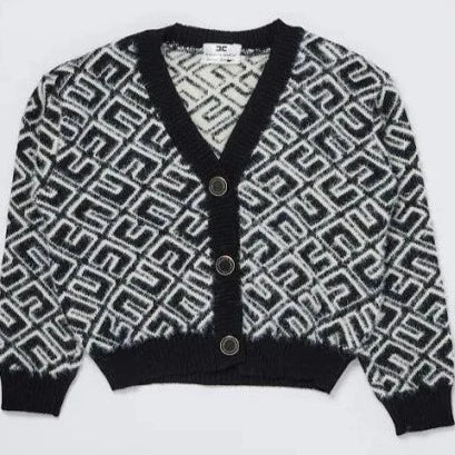 CARDIGAN NERO LOGATO ELISABETTA FRANCHI - Angel Luxury