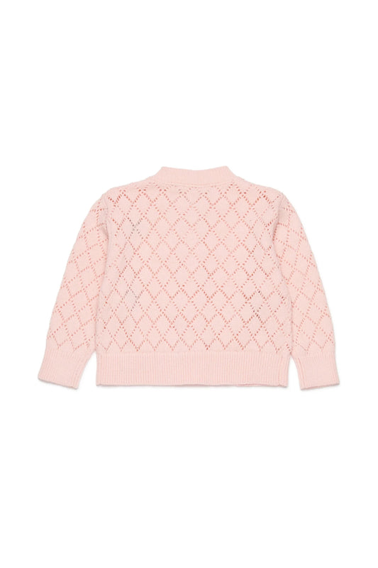 CARDIGAN RICAMATO ROSA CON LOGO NERO MARNI - Angel Luxury