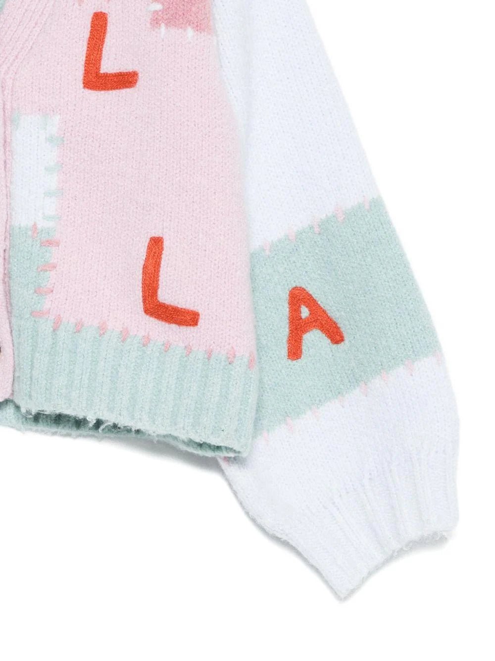 CARDIGAN ROSA/VERDE ACQUA CON LOGO ROSSO STELLA MCCARTNEY - Angel Luxury