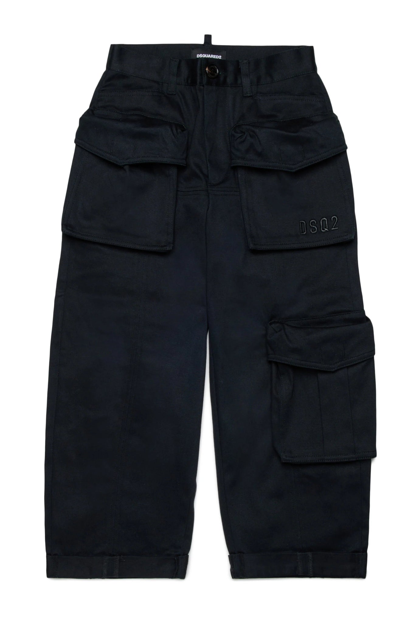 CARGO NERO CON LOGO RICAMATO DSQUARED2 - Angel Luxury
