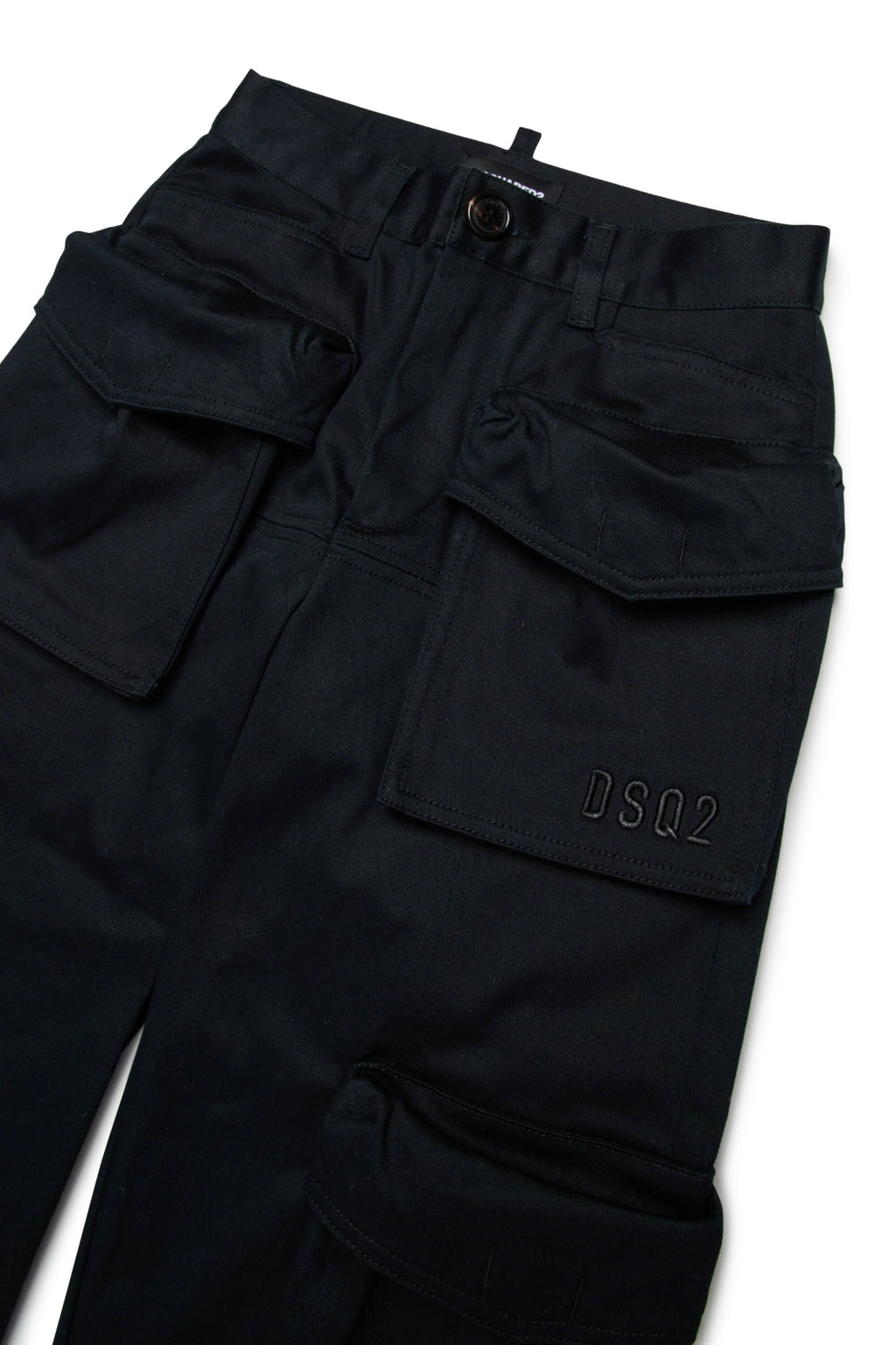CARGO NERO CON LOGO RICAMATO DSQUARED2 - Angel Luxury