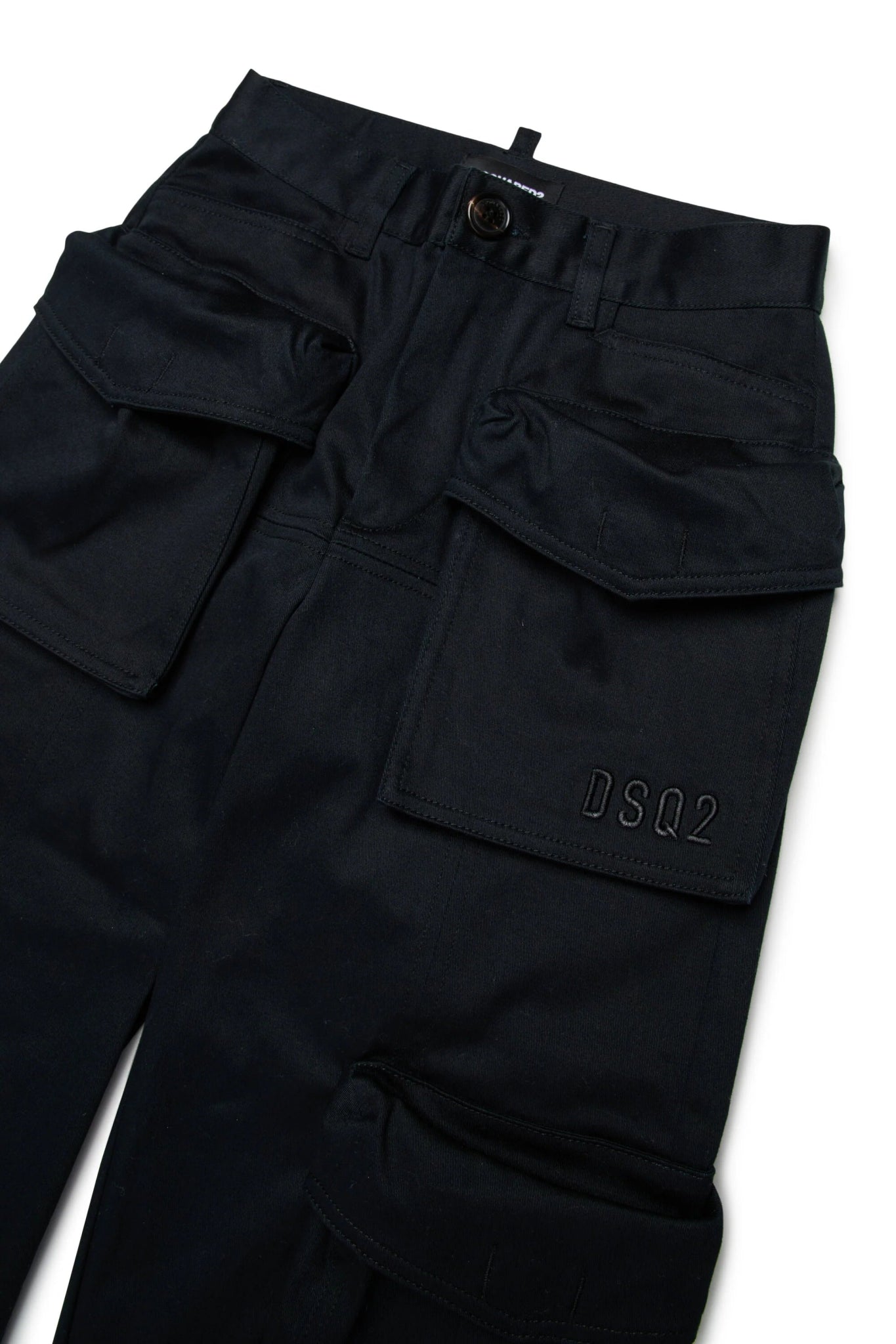 CARGO NERO CON LOGO RICAMATO DSQUARED2 - Angel Luxury