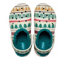 CIABATTA NATALIZIA CON INTERNO TEDDY VERDE CROCS - Angel Luxury