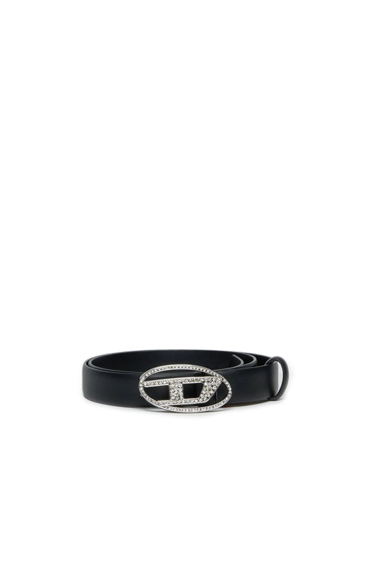 CINTURA NERA CON LOGO BRILLANTINATO DIESEL - Angel Luxury