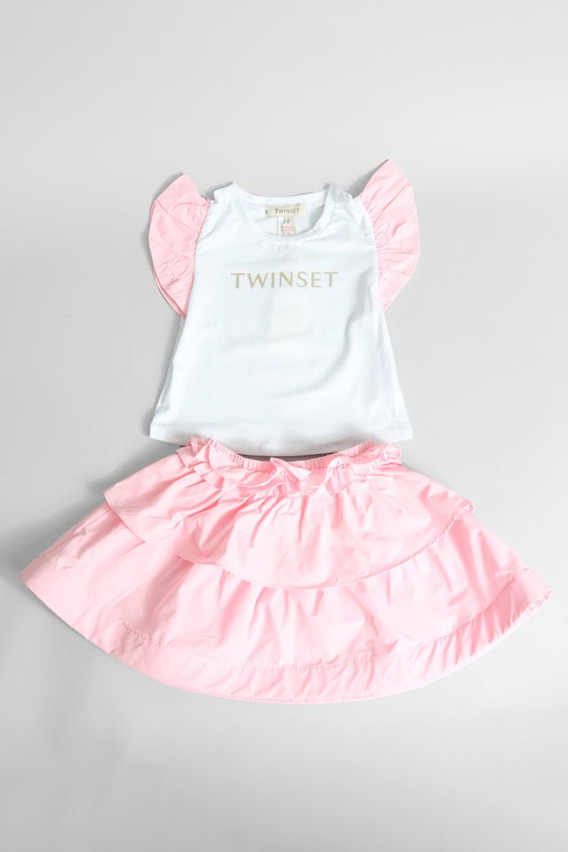 Completo 2 pezzi Twinset bianco e rosa - Angel Luxury