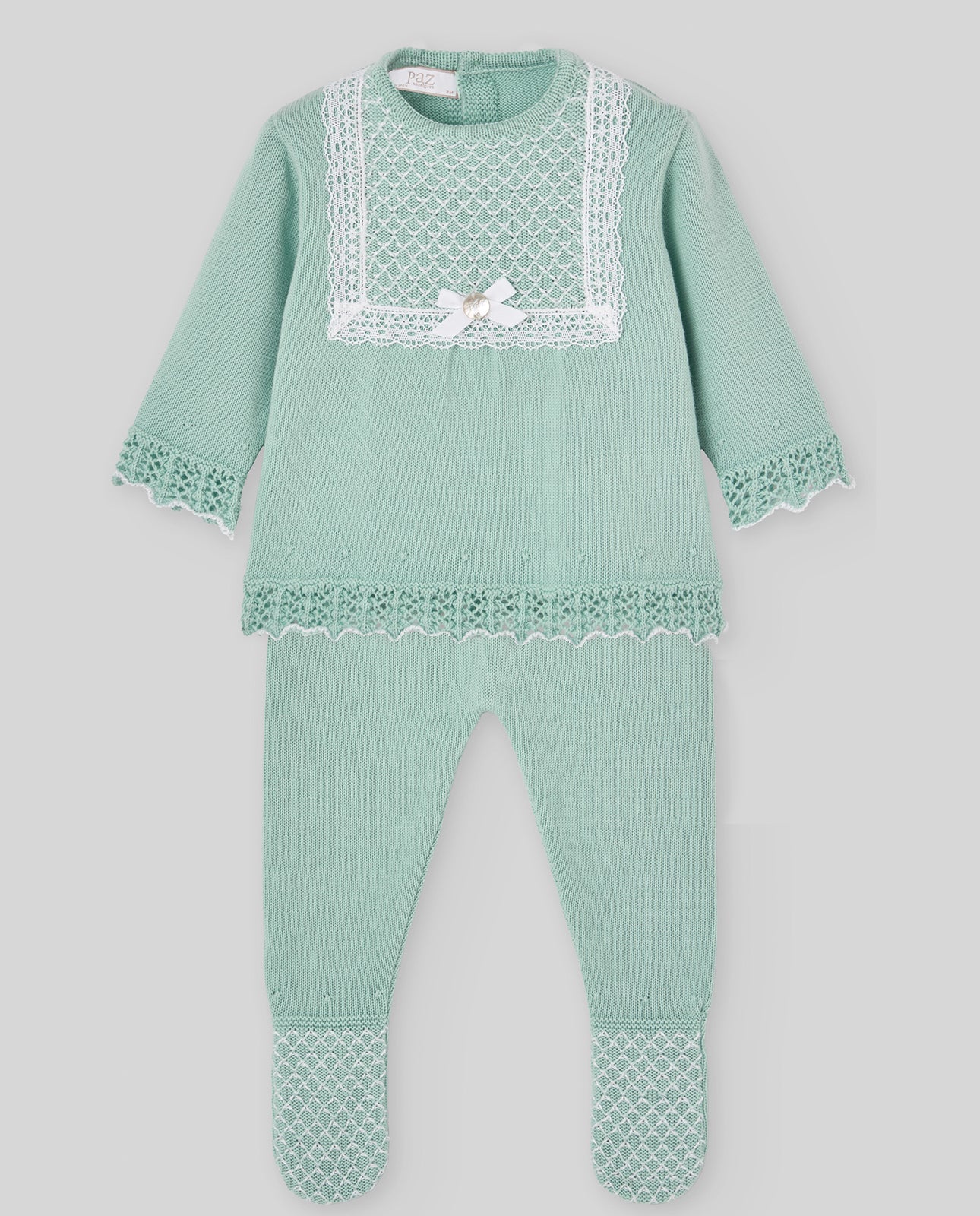 COMPLETO 2PZ NEONATA VERDE PAZ RODRIGUEZ - Angel Luxury