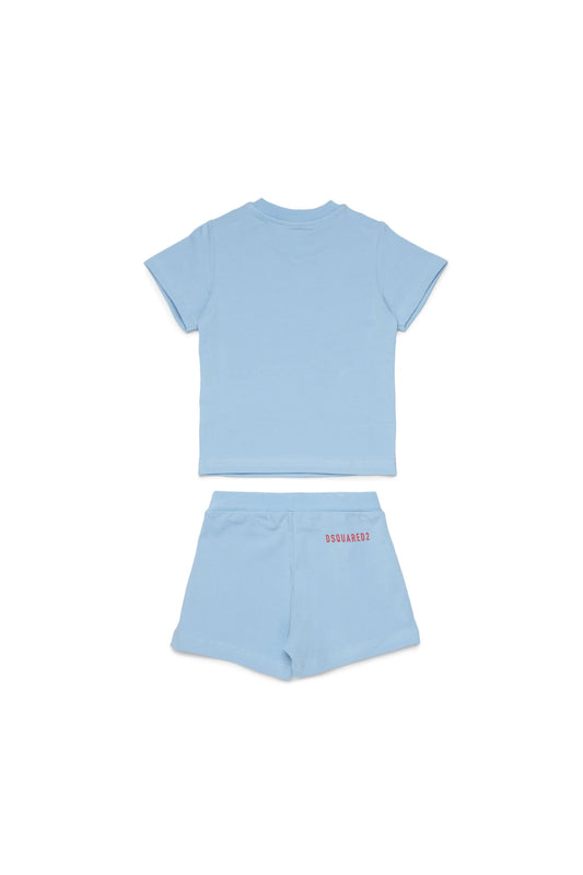 COMPLETO AZZURRO CON LOGO BIANCO DSQUARED2 - Angel Luxury