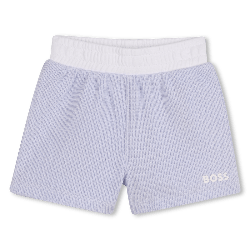 COMPLETO AZZURRO POLO + BERMUDA CON LOGO BIANCO BOSS - Angel Luxury