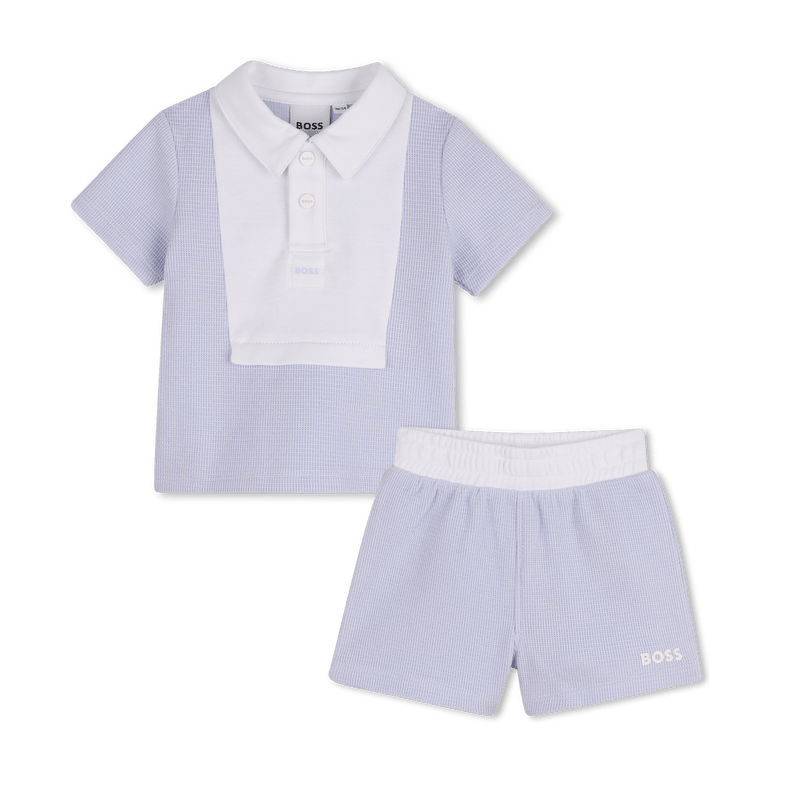 COMPLETO AZZURRO POLO + BERMUDA CON LOGO BIANCO BOSS - Angel Luxury