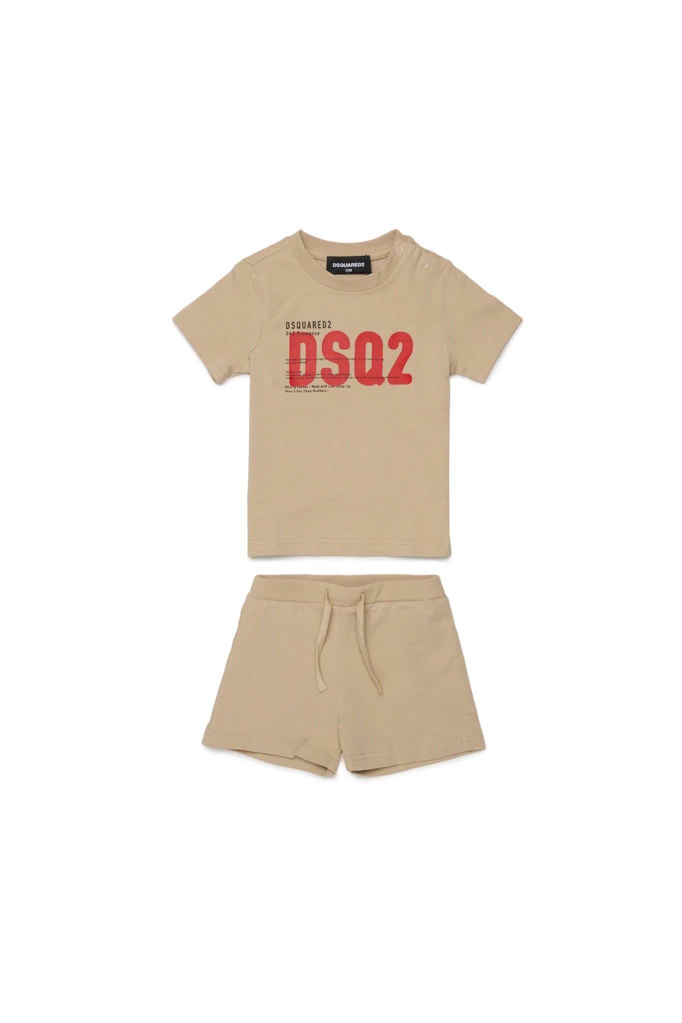 COMPLETO BEIGECON LOGO ROSSO DSQUARED2 - Angel Luxury