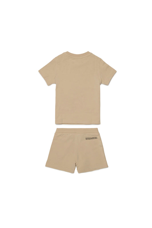 COMPLETO BEIGECON LOGO ROSSO DSQUARED2 - Angel Luxury