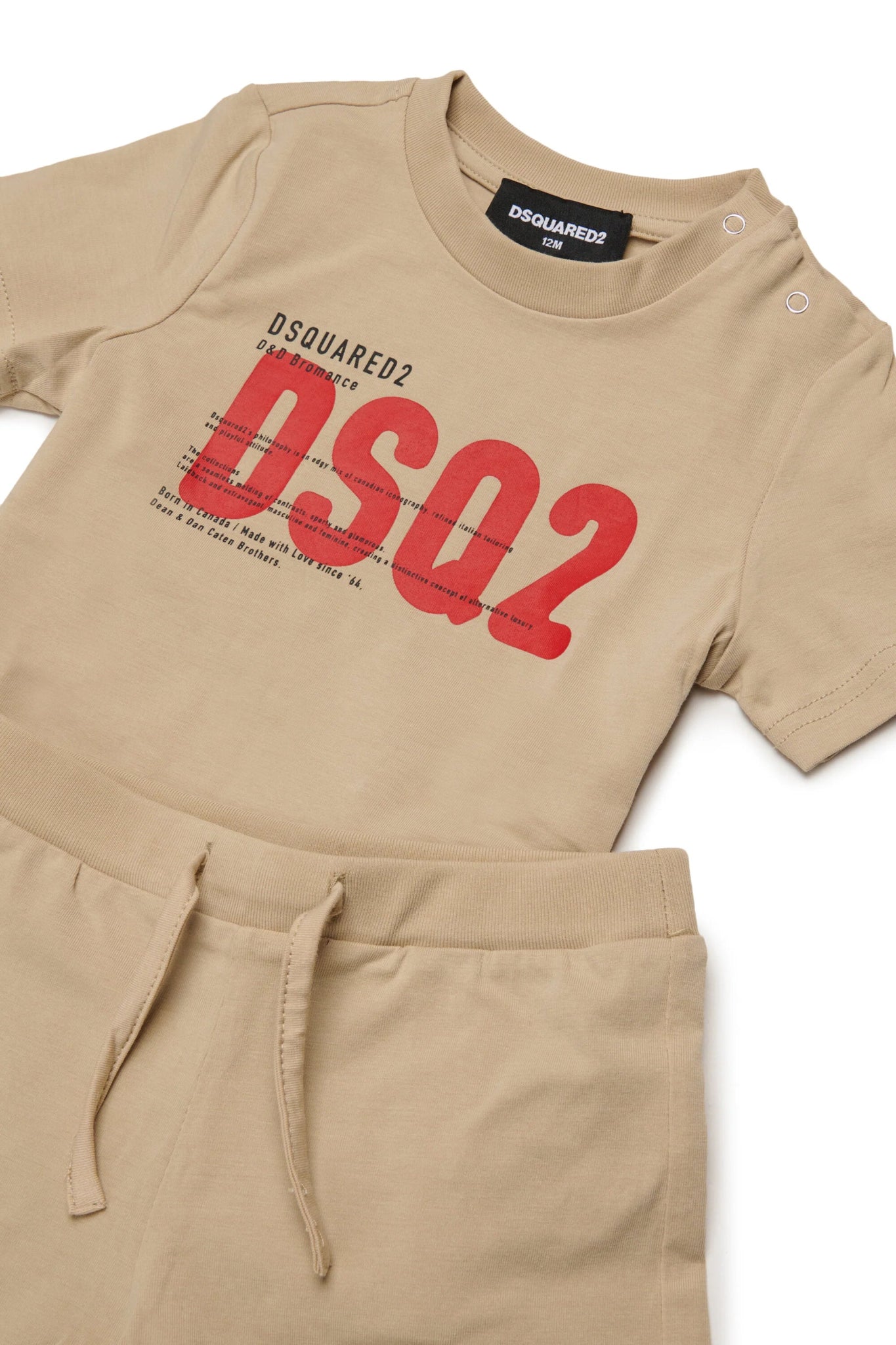 COMPLETO BEIGECON LOGO ROSSO DSQUARED2 - Angel Luxury