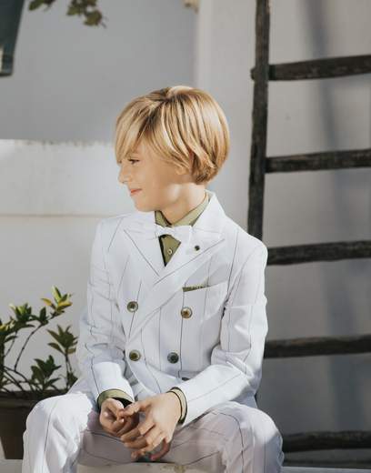 COMPLETO BIANCO/VERDE A RIGHE COLORI CHIARI - Angel Luxury