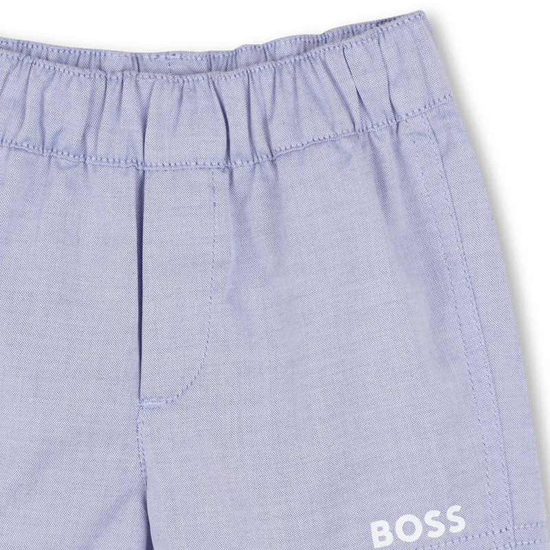 COMPLETO CAMICIA + BERMUDA IN COTONE BLU CHIARO CON LOGO BIANCO BOSS - Angel Luxury