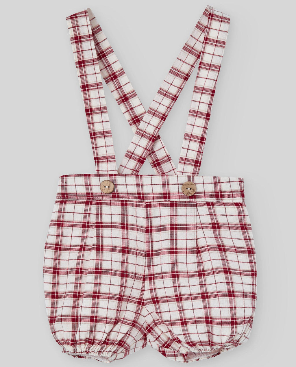 COMPLETO CAMICIA+SHORTS CON BRETELLE A QUADRI ROSSO PAZ RODRIGUEZ - Angel Luxury
