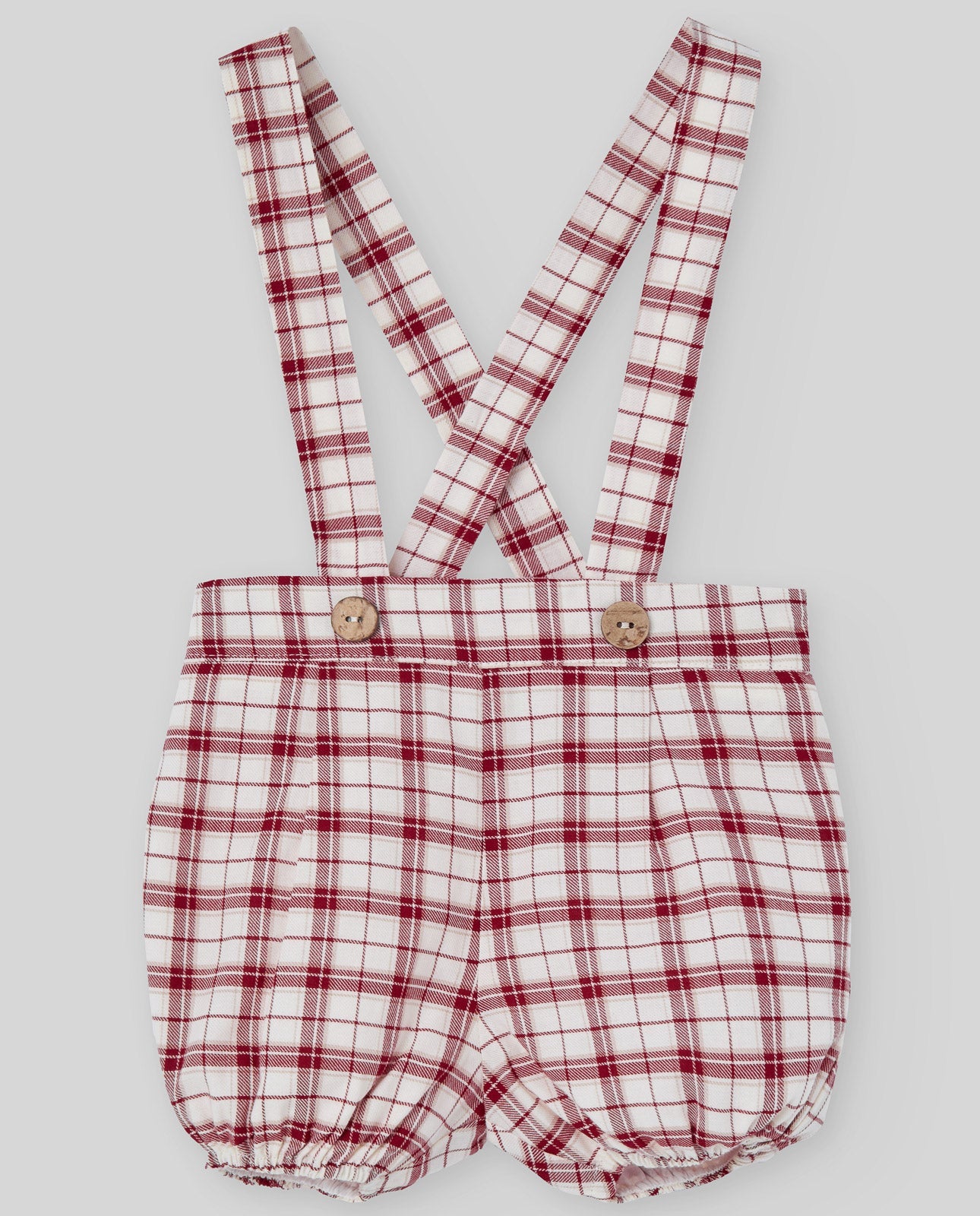 COMPLETO CAMICIA+SHORTS CON BRETELLE A QUADRI ROSSO PAZ RODRIGUEZ - Angel Luxury