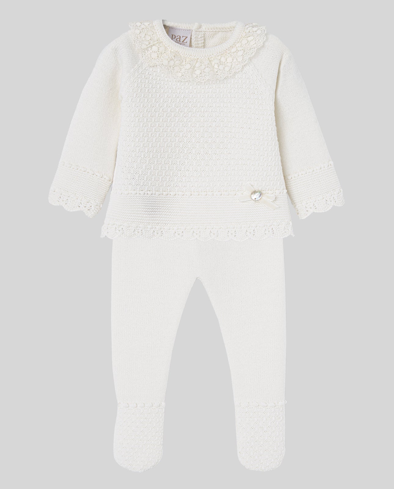 COMPLETO MAGLIA +GHETTINO CREMA PAZ RODRIGUEZ - Angel Luxury