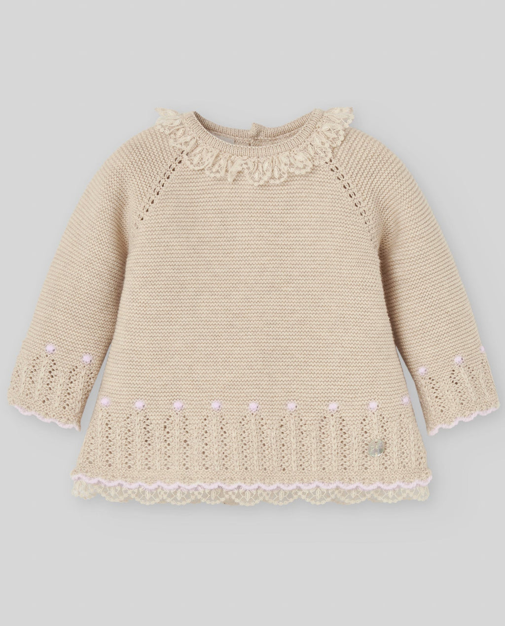 COMPLETO NEONATA MAGLIA+ GHETTINO AVENA/ROSA PAZ RODRIGUEZ - Angel Luxury
