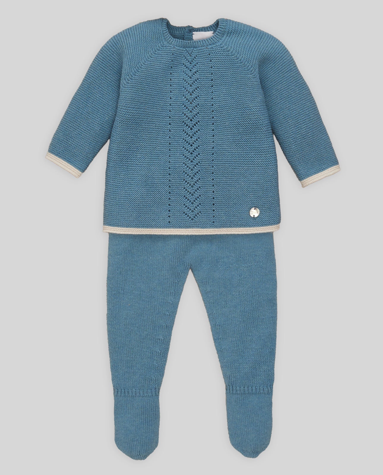 COMPLETO PER NEONATO MAGLIA+GHETTINO BLU/BEIGE PAZ RODRIGUEZ - Angel Luxury