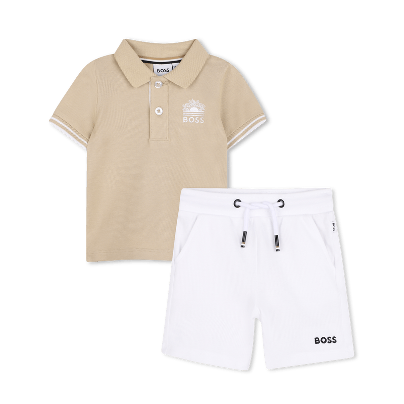 COMPLETO POLO BEIGE +BERMUDA BIANCO BOSS - Angel Luxury
