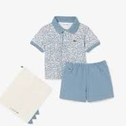 COMPLETO SHORTS+POLO BIANCO/BLU LACOSTE - Angel Luxury