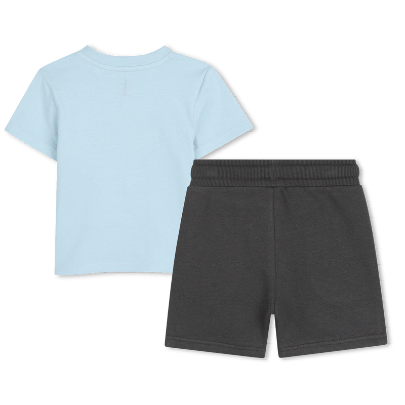 COMPLETO T - SHIRT AZZURRA + BERMUDA GRIGIO CON LOGO TIMBERLAND - Angel Luxury