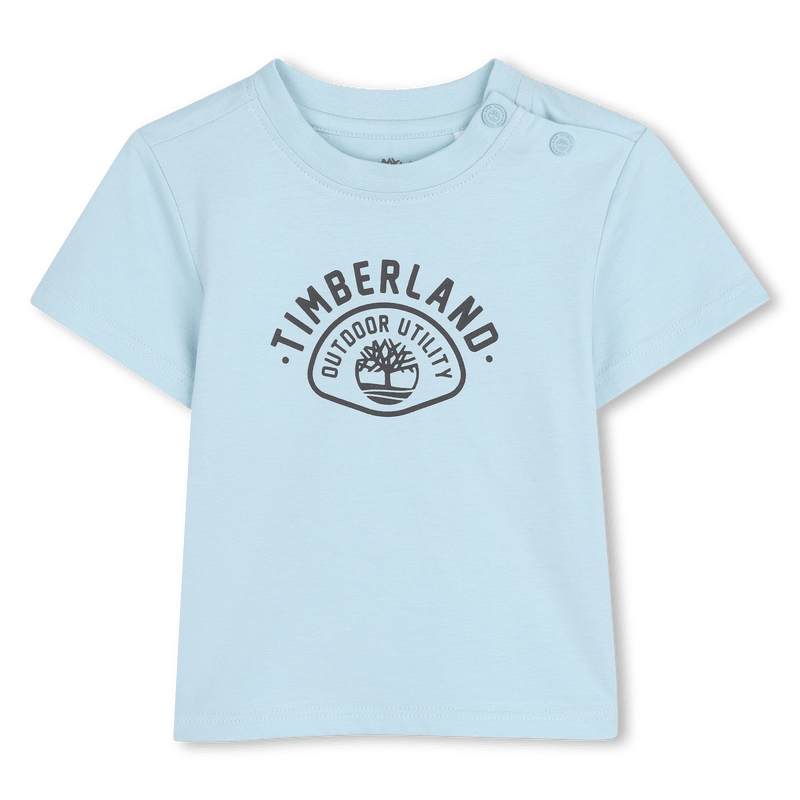 COMPLETO T - SHIRT AZZURRA + BERMUDA GRIGIO CON LOGO TIMBERLAND - Angel Luxury