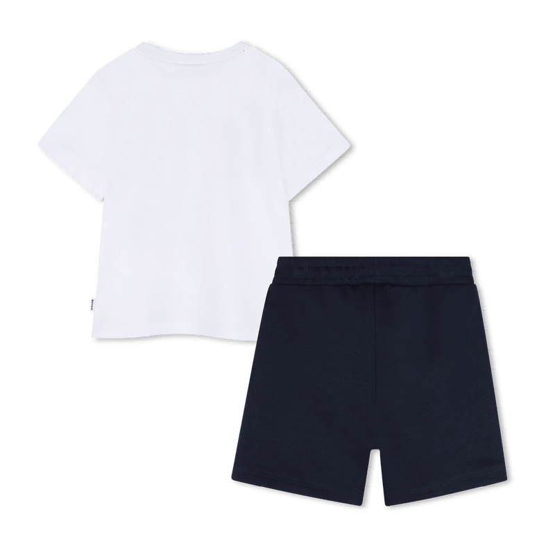 COMPLETO T - SHIRT BIANCA + BERMUDA BLU CON LOGO BOSS - Angel Luxury