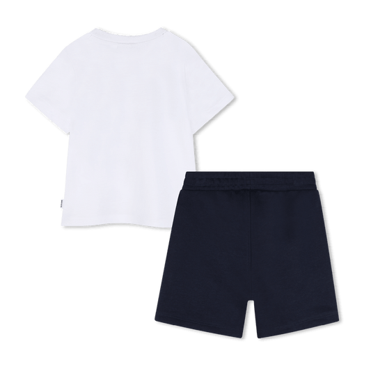 COMPLETO T - SHIRT BIANCA + BERMUDA BLU CON LOGO BOSS - Angel Luxury