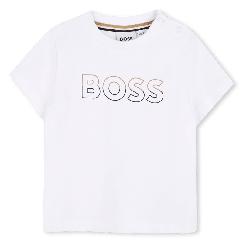 COMPLETO T - SHIRT BIANCA + BERMUDA NERO CON LOGO BEIGE - NERO BOSS - Angel Luxury