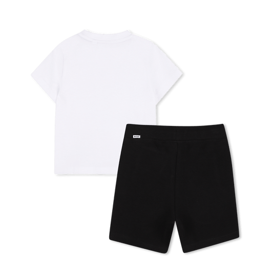 COMPLETO T - SHIRT BIANCA + BERMUDA NERO CON LOGO BEIGE - NERO BOSS - Angel Luxury